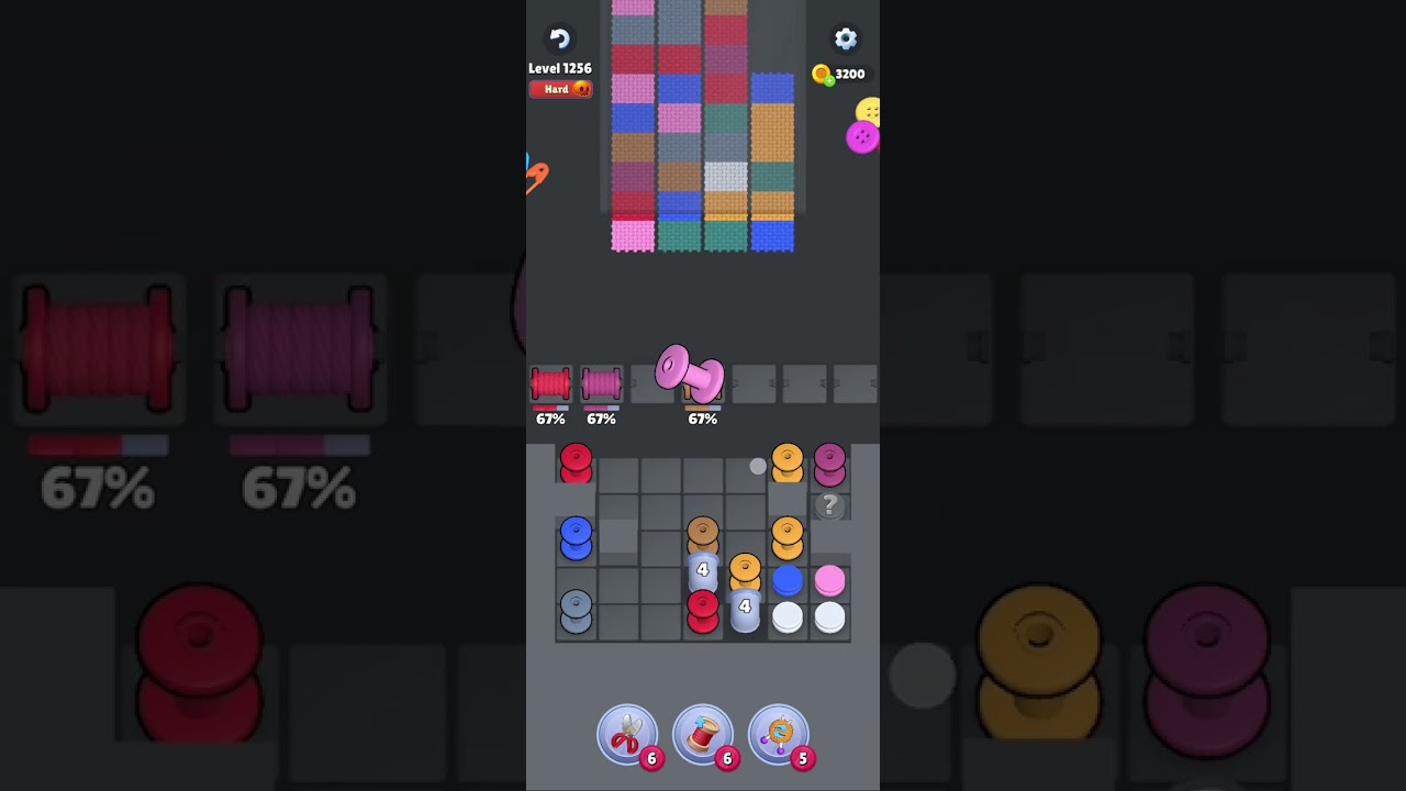 Knit Out Level 1256: Knit out game level 1256