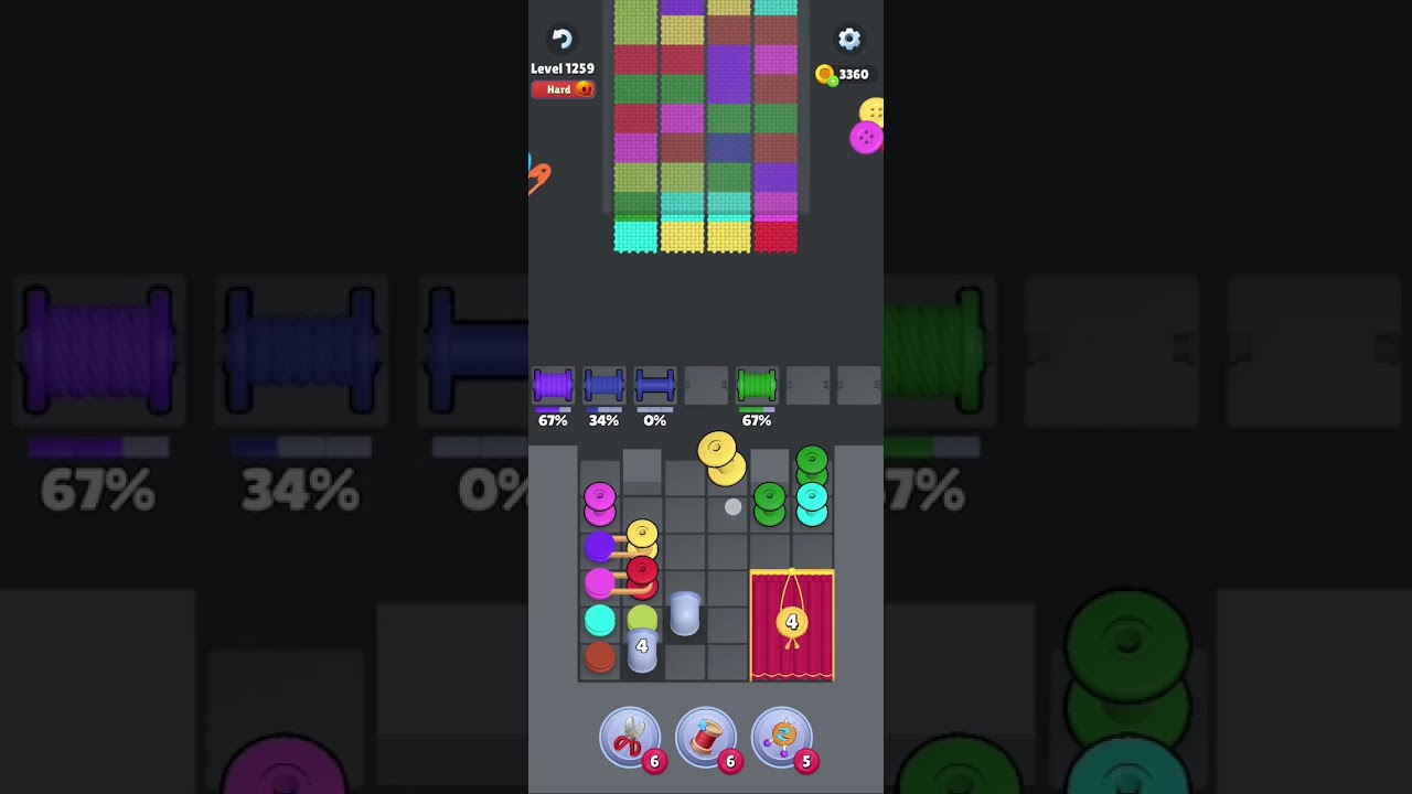 Knit Out Level 1259: Knit out game level 1259