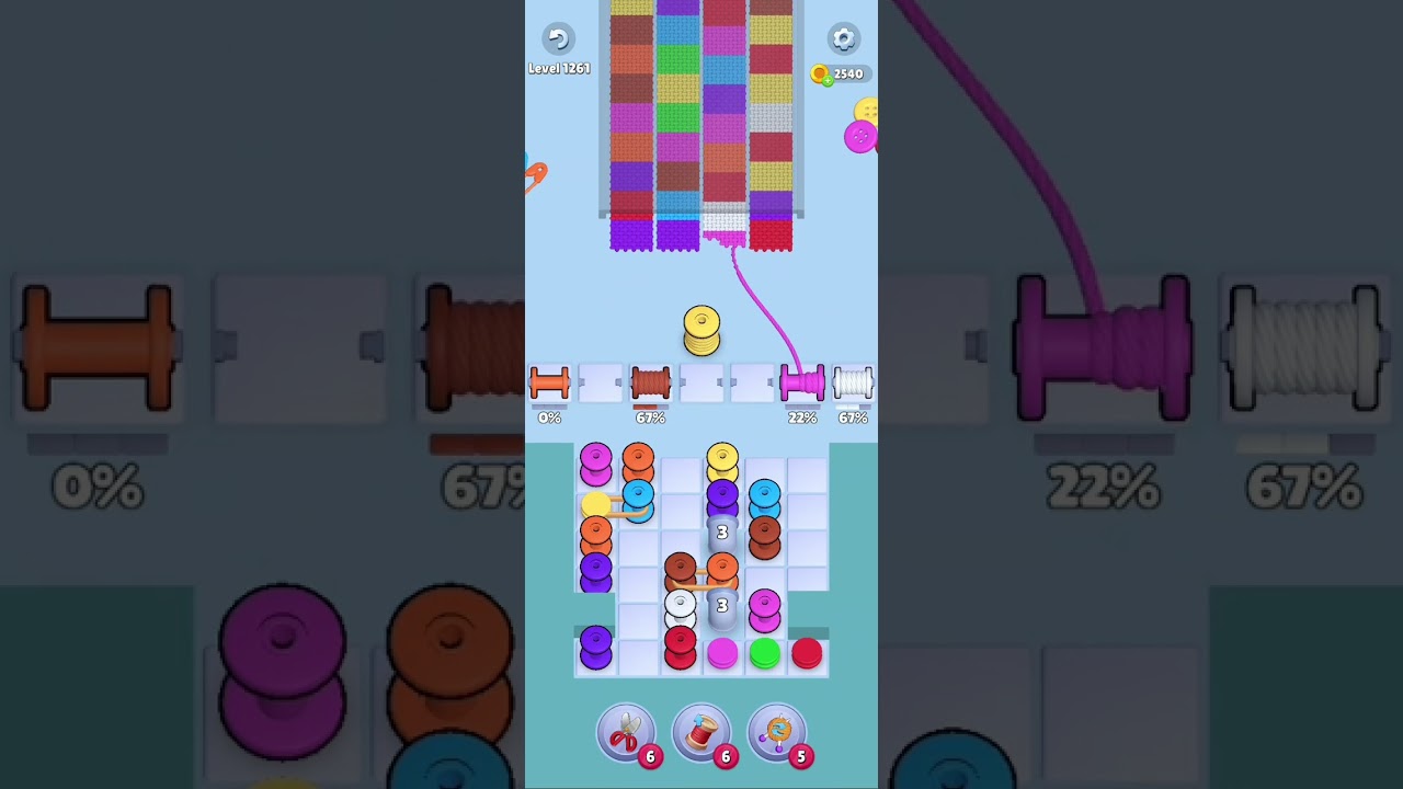 Knit Out Level 1261: Knit out game level 1261
