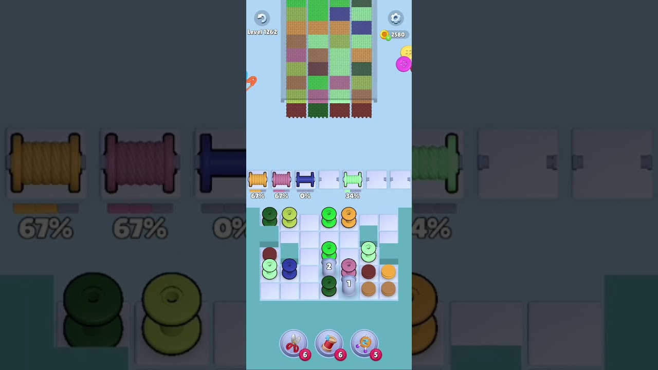 Knit Out Level 1262: Knit out game level 1262