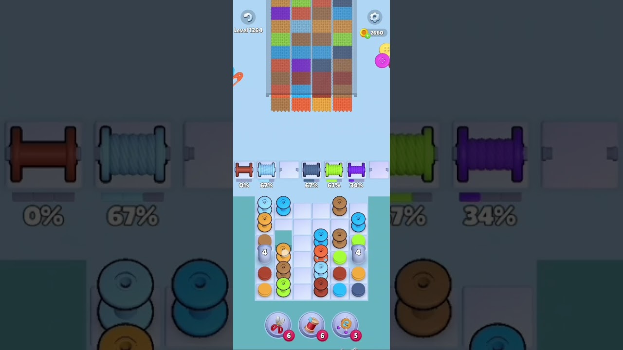 Knit Out Level 1264: Knit out game level 1264