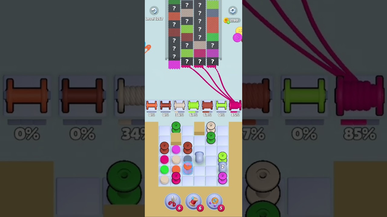 Knit Out Level 1267: Knit out game level 1267