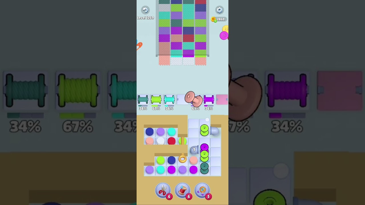 Knit Out Level 1269: Knit out game level 1269