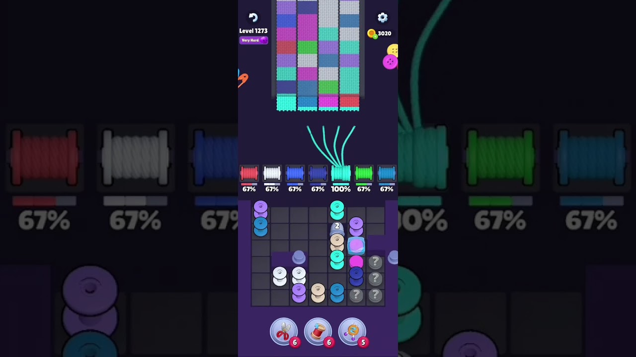 Knit Out Level 1273: Knit out game level 1273