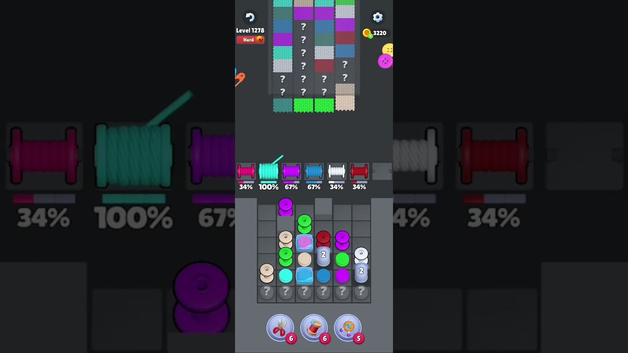 Knit Out Level 1278: Knit out game level 1278