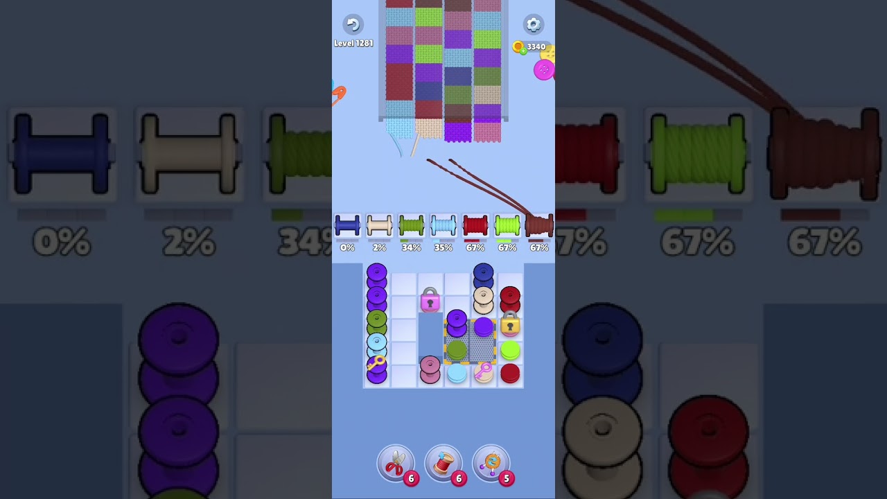Knit Out Level 1281: Knit out game level 1281