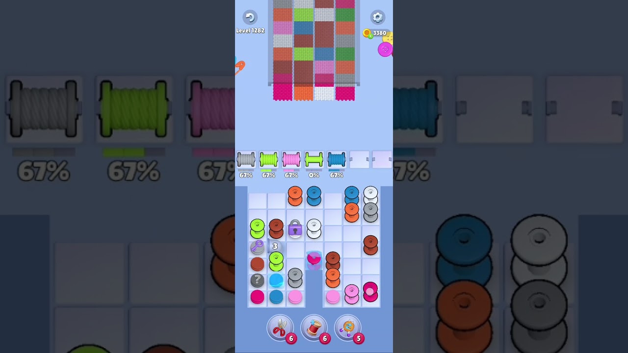 Knit Out Level 1282: Knit out game level 1282
