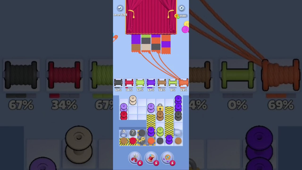 Knit Out Level 1285: Knit out game level 1285