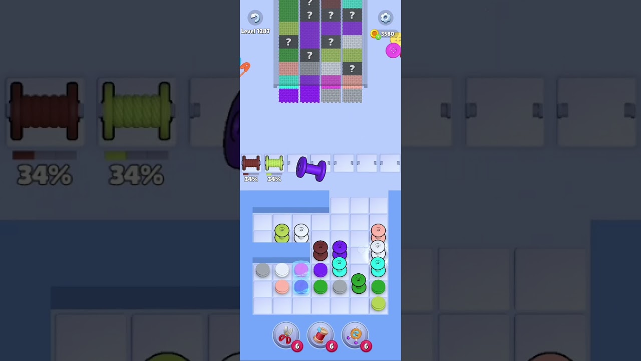 Knit Out Level 1287: Knit out game level 1287
