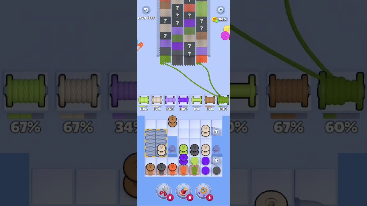 Knit Out Level 1288: Knit out game level 1288