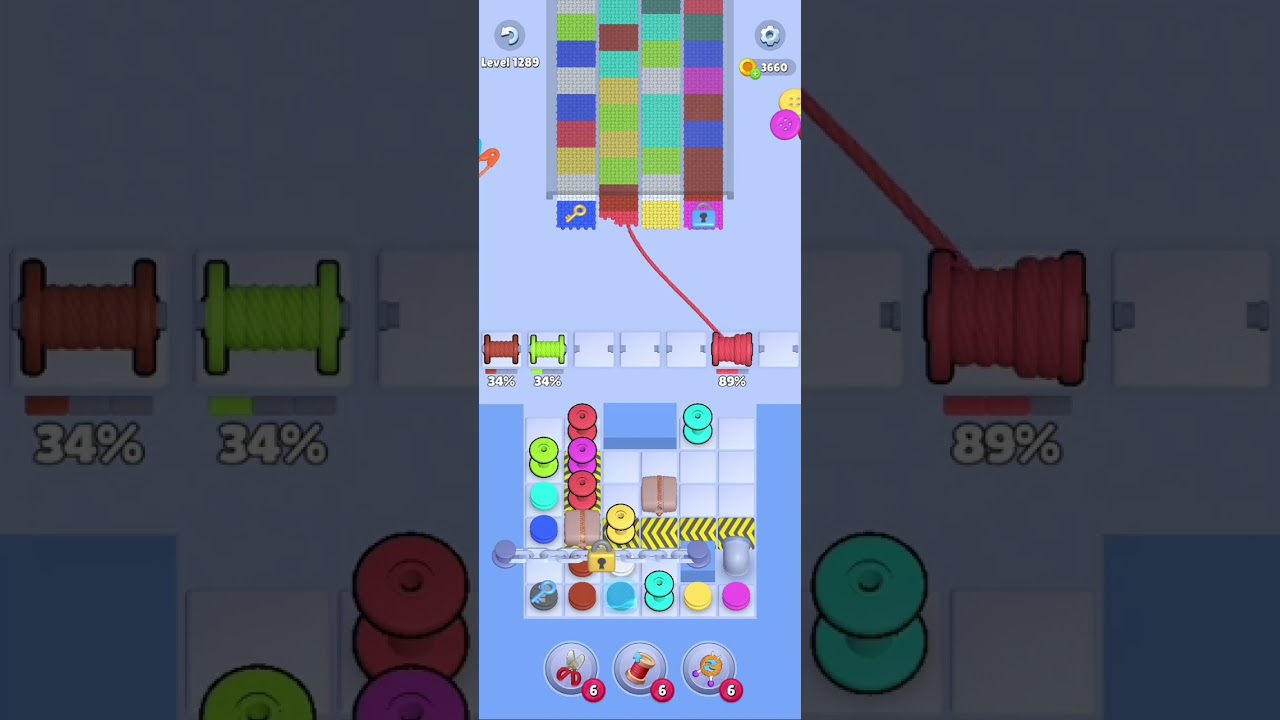 Knit Out Level 1289: Knit out game level 1289