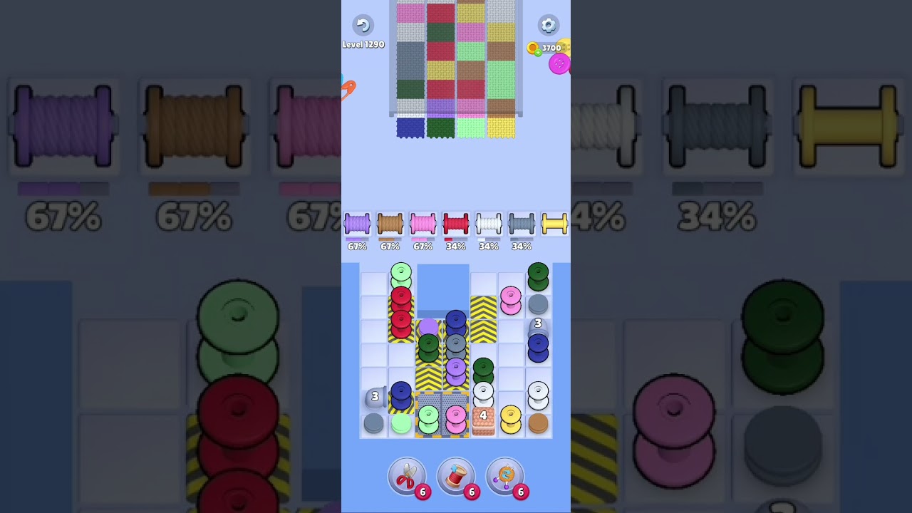 Knit Out Level 1290: Knit out game level 1290