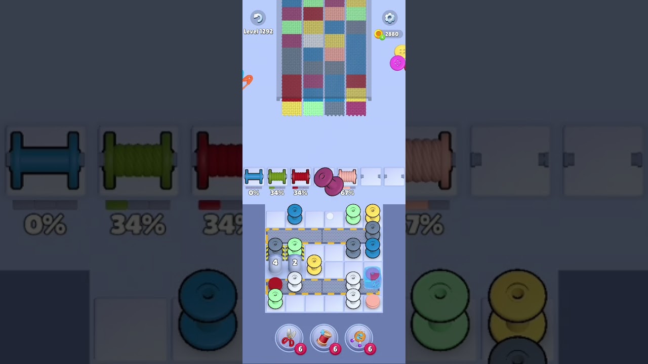 Knit Out Level 1292: Knit out game level 1292