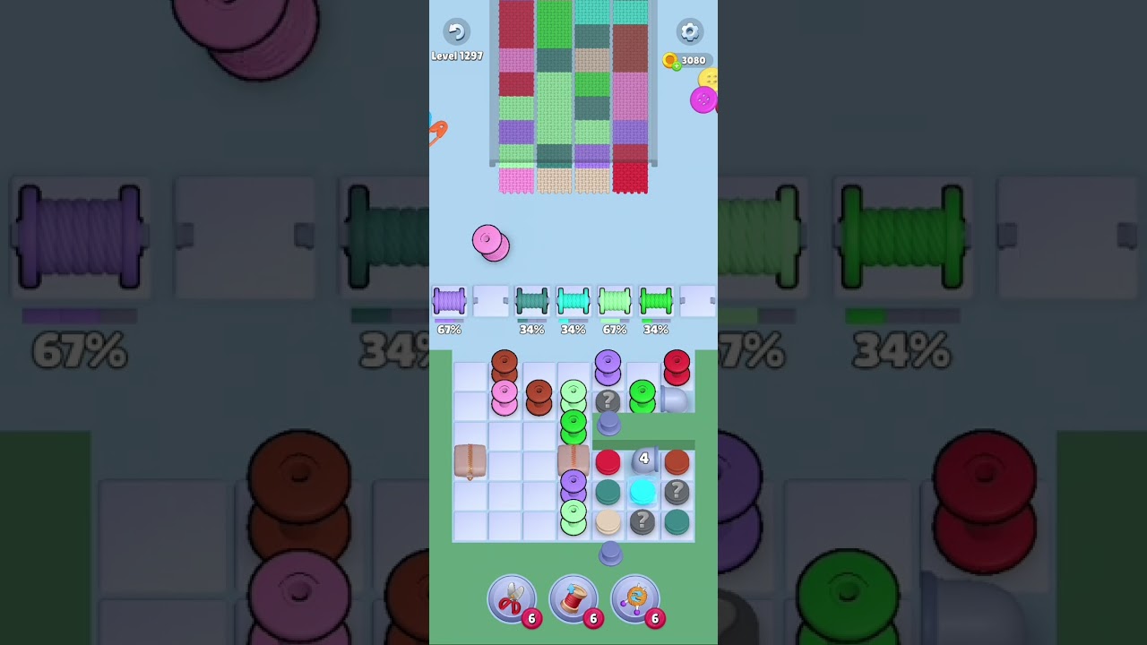 Knit Out Level 1297: Knit out game level 1297