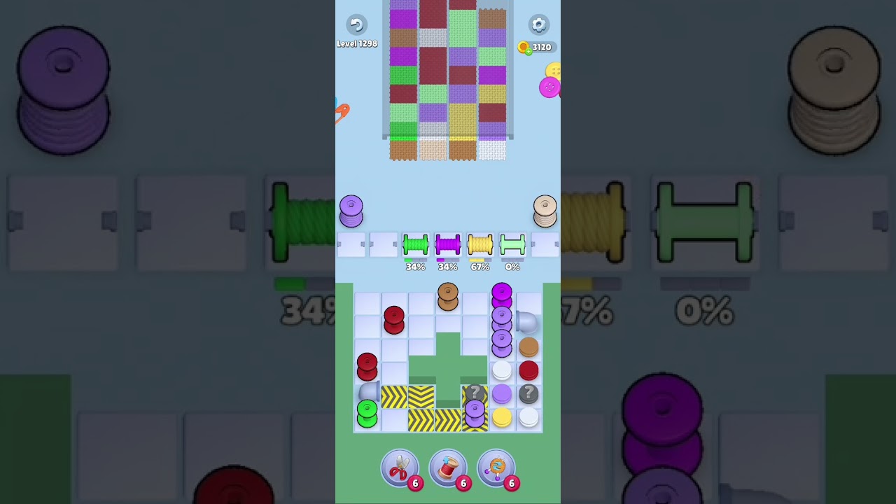 Knit Out Level 1298: Knit out game level 1298