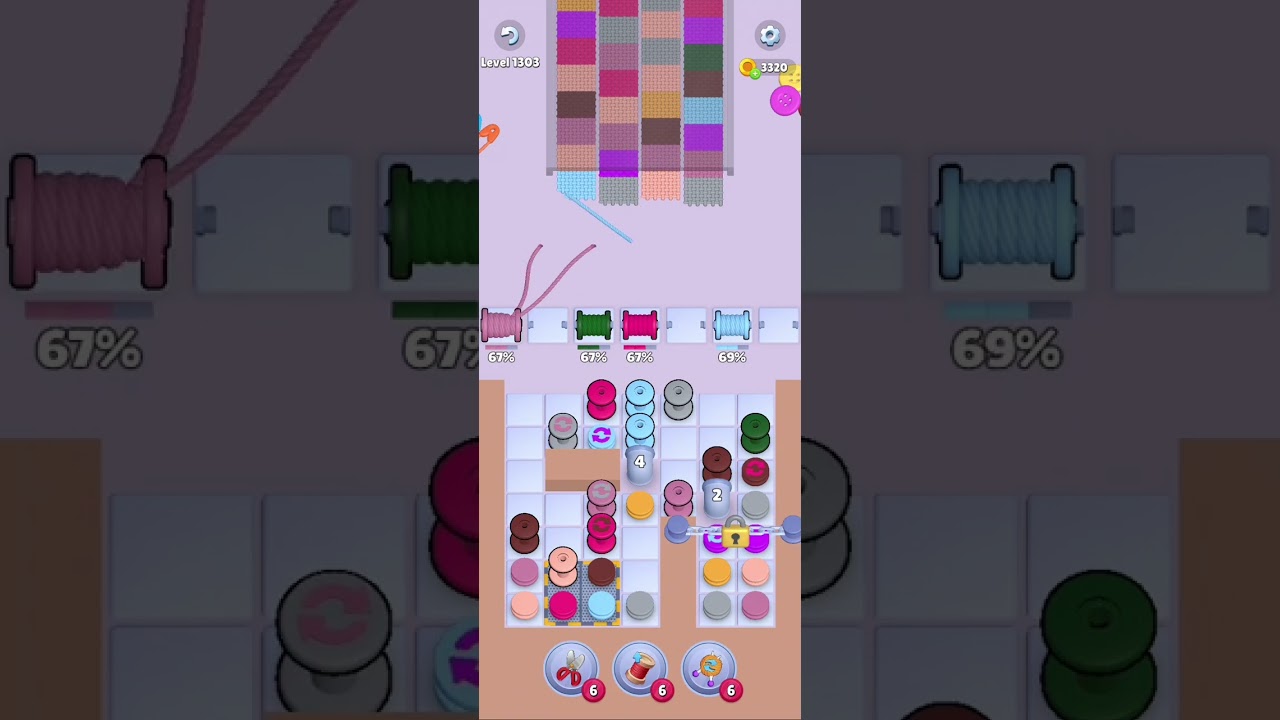 Knit Out Level 1303: Knit out game level 1303