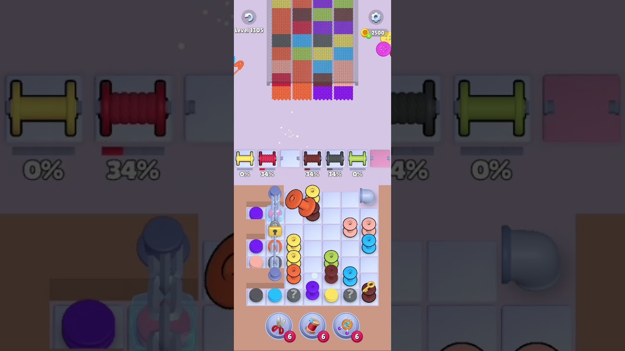 Knit Out Level 1305: Knit out game level 1305