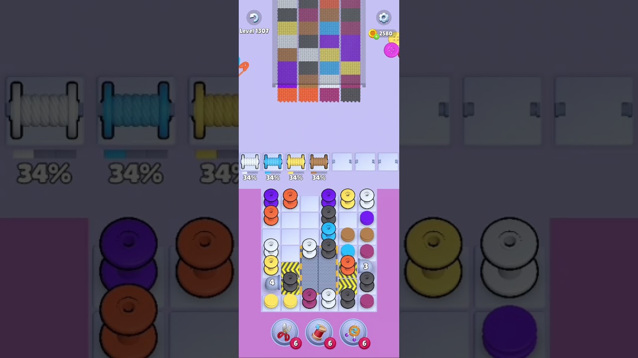 Knit Out Level 1307: Knit out game level 1307