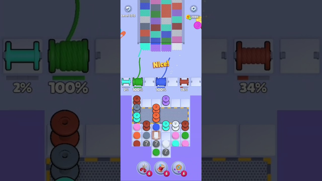 Knit Out Level 1313: Knit out game level 1313
