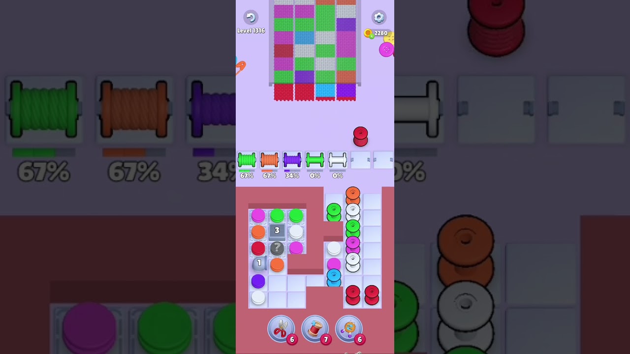 Knit Out Level 1316: Knit out game level 1316