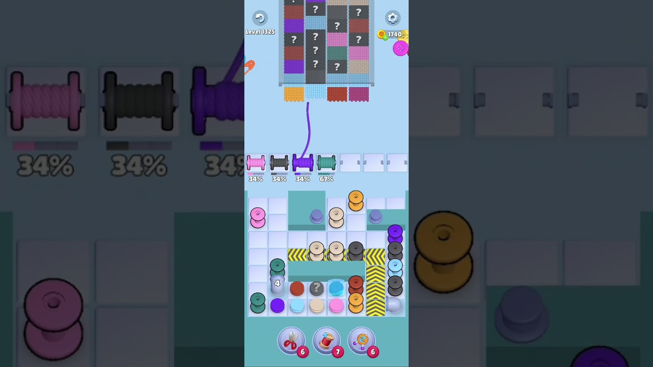 Knit Out Level 1325: Knit out game level 1325