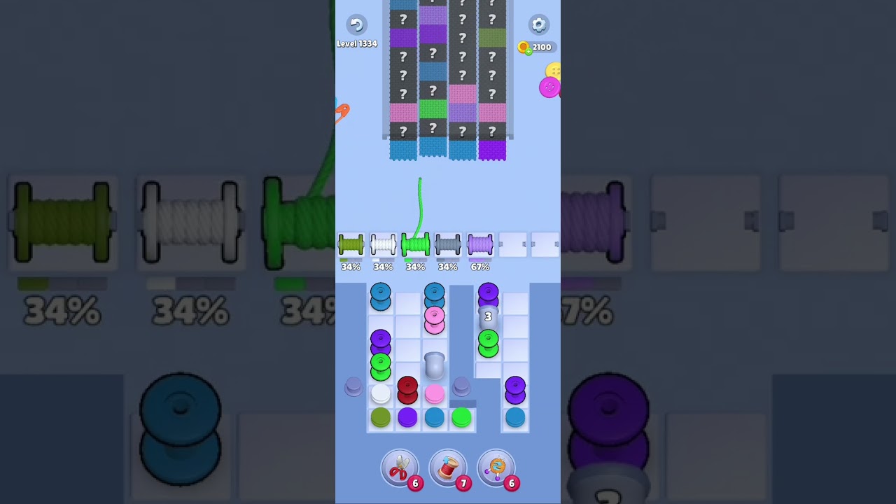 Knit Out Level 1334: Knit out game level 1334