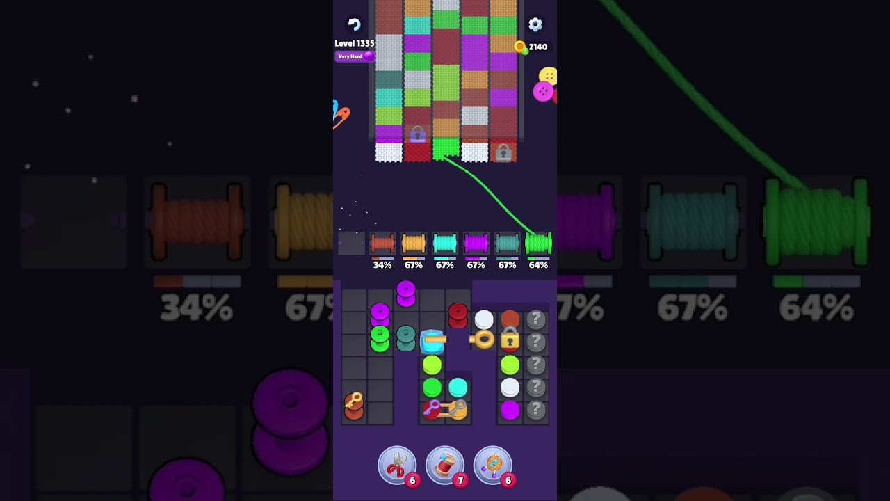 Knit Out Level 1335: Knit out game level 1335