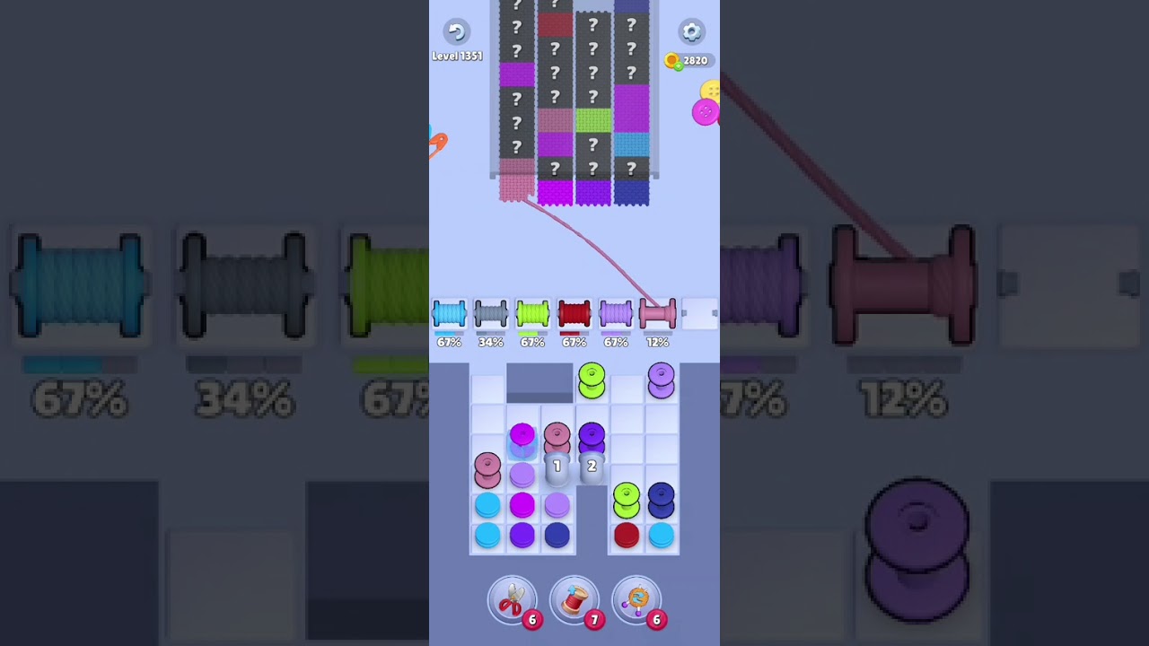 Knit Out Level 1351: Knit out game level 1351