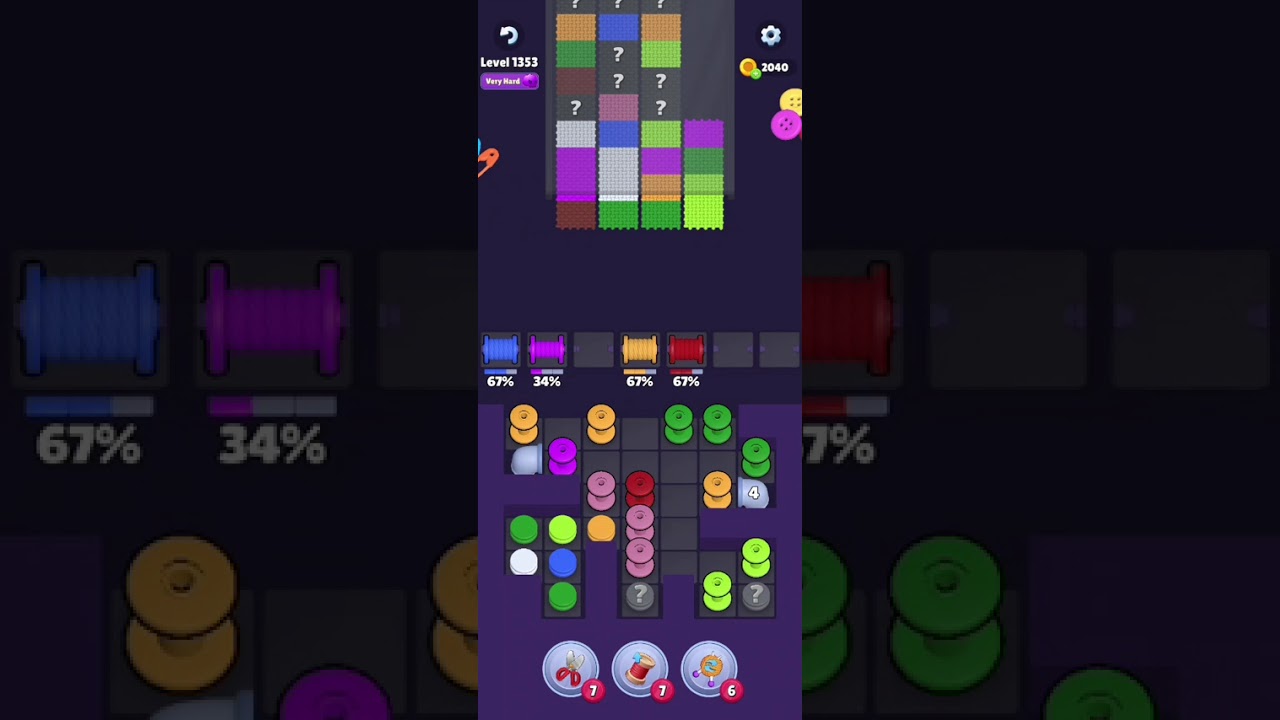 Knit Out Level 1353: Knit out game level 1353