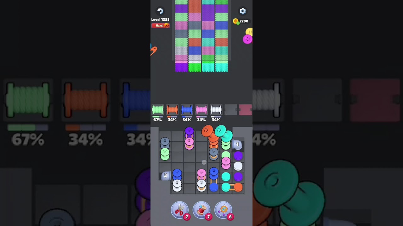 Knit Out Level 1355: Knit out game level 1355