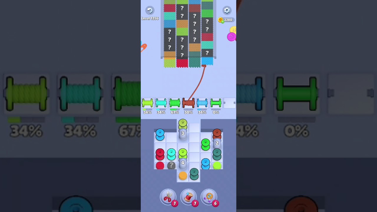 Knit Out Level 1356: Knit out game level 1356