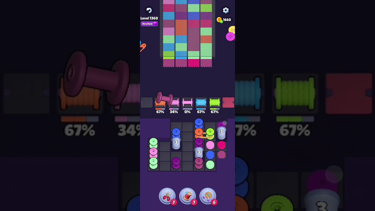 Knit Out Level 1360: Knit out game level 1360
