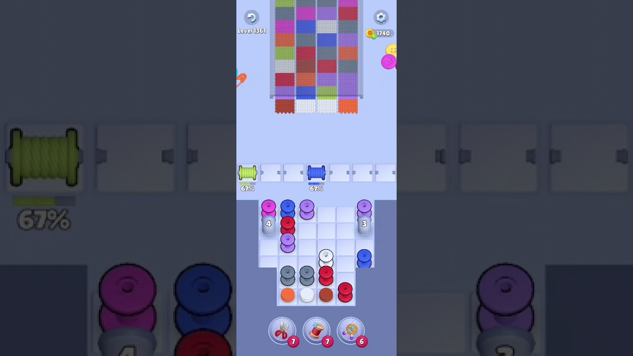 Knit Out Level 1361: Knit out game level 1361