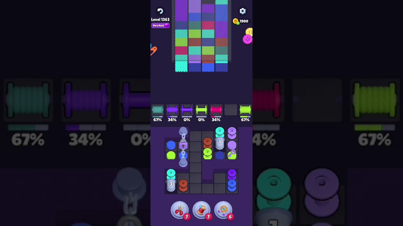 Knit Out Level 1363: Knit out game level 1363