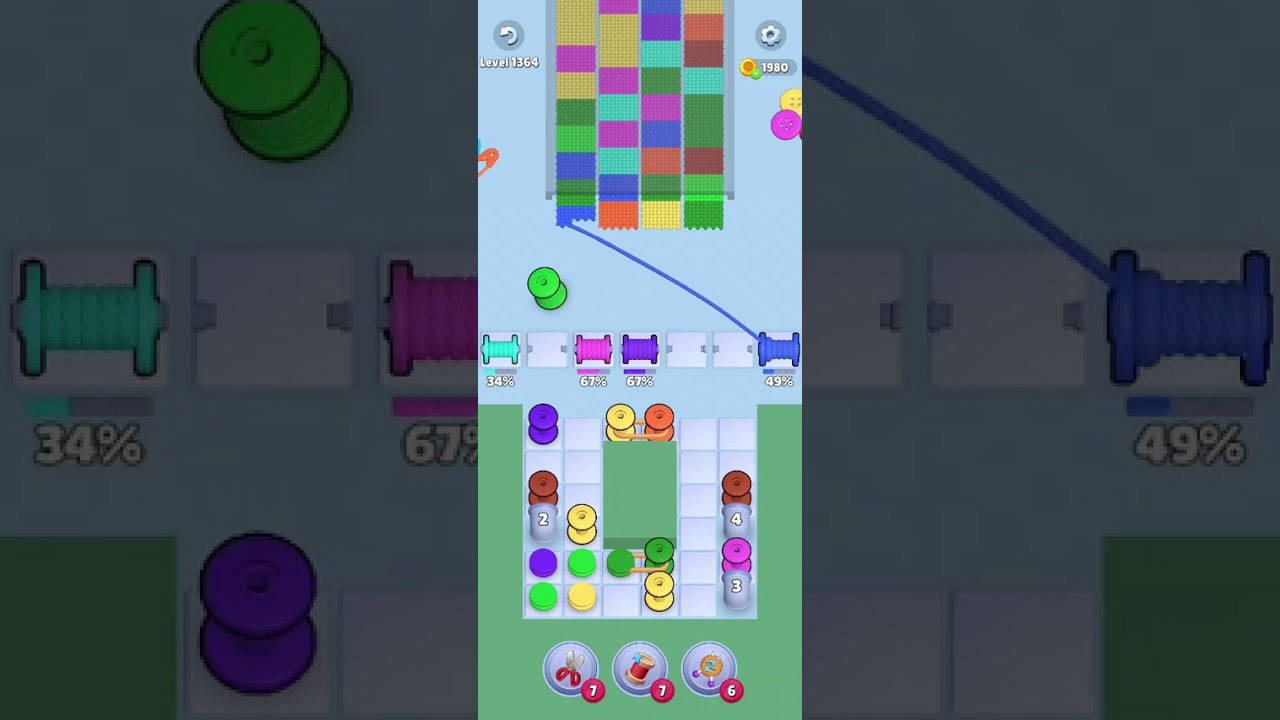 Knit Out Level 1364: Knit out game level 1364