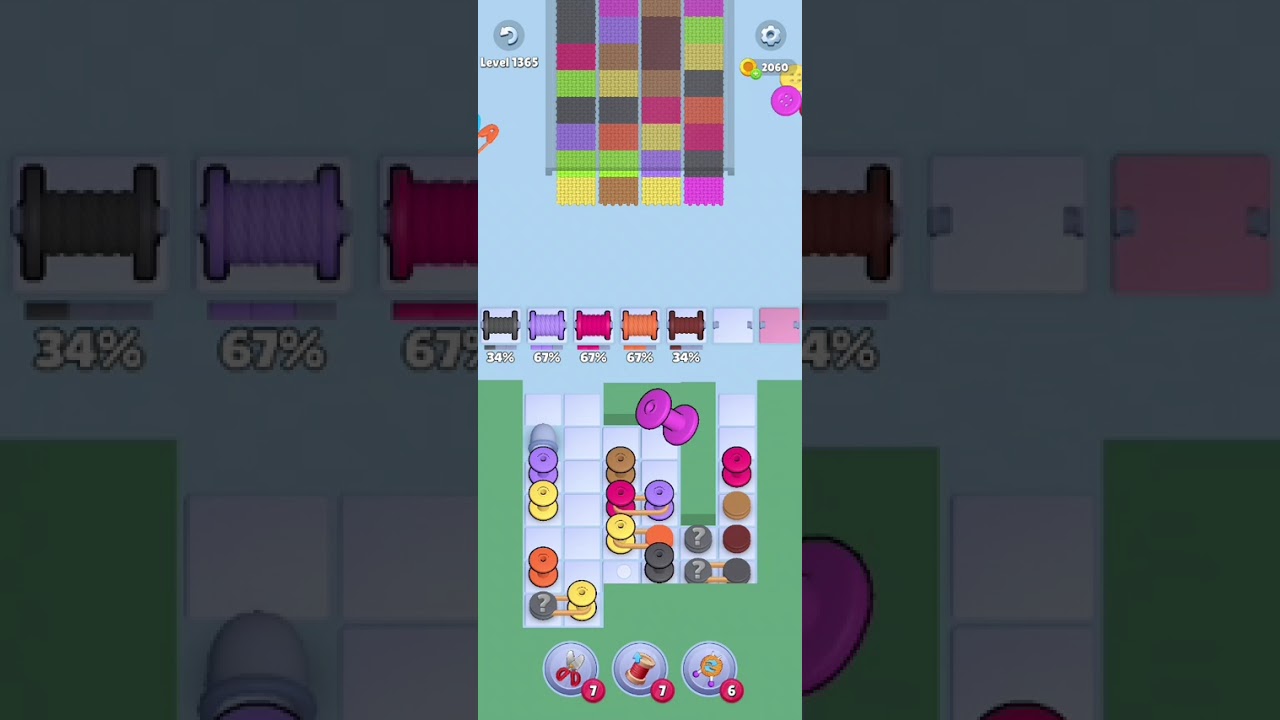 Knit Out Level 1365: Knit out game level 1365
