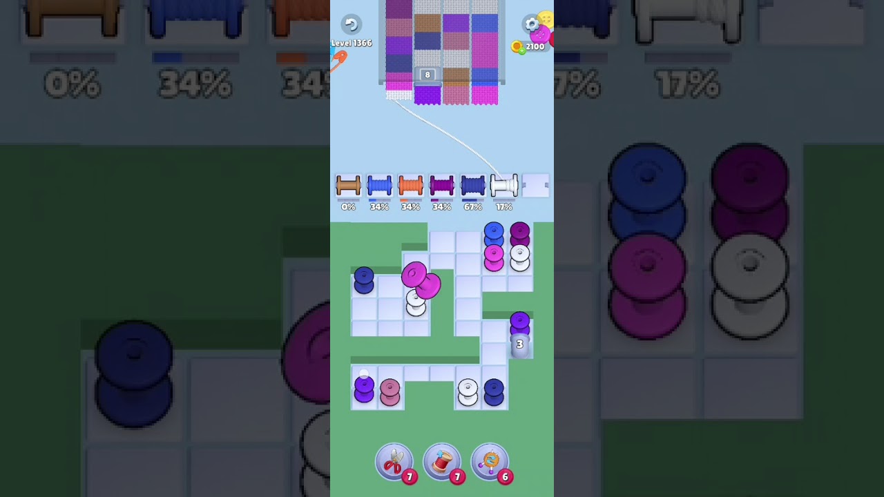 Knit Out Level 1366: Knit out game level 1366