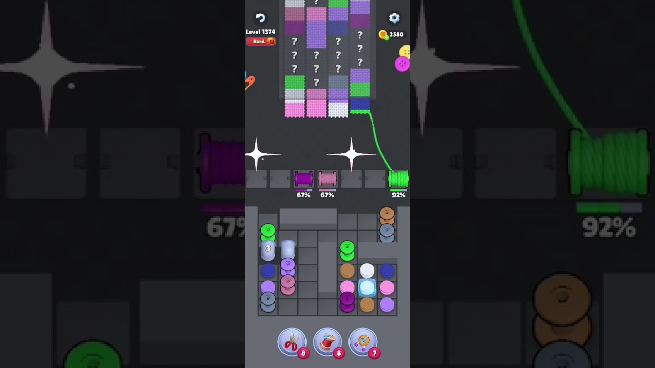 Knit Out Level 1374: Knit out game level 1374