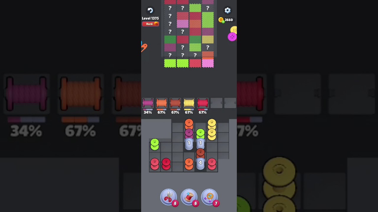 Knit Out Level 1375: Knit out game level 1375
