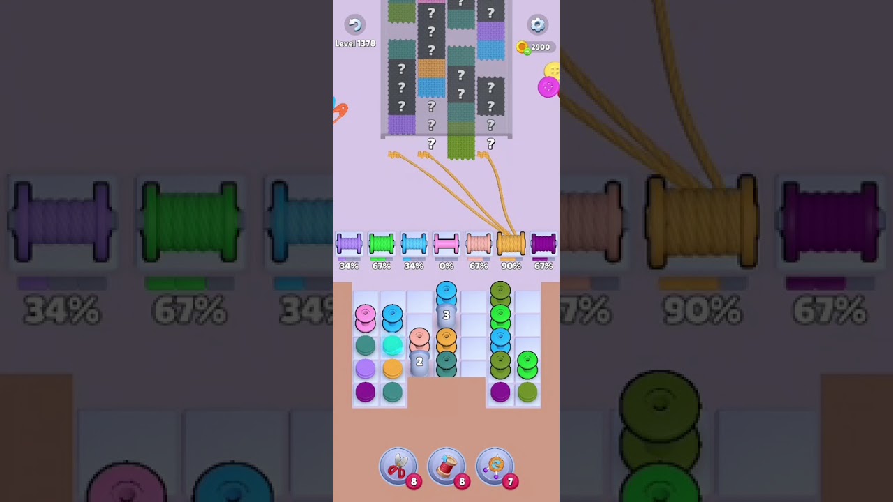Knit Out Level 1378: Knit out game level 1378