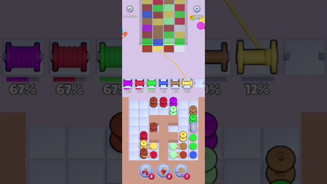 Knit Out Level 1380: Knit out game level 1380