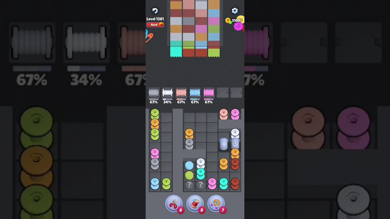 Knit Out Level 1381: Knit out game level 1381
