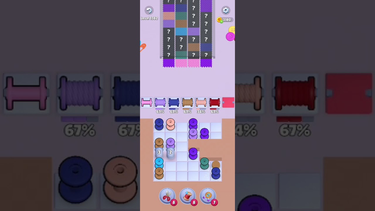 Knit Out Level 1382: Knit out game level 1382