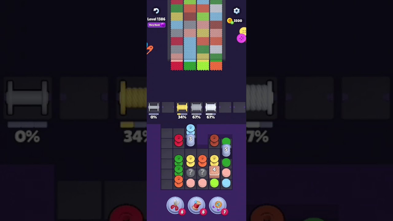 Knit Out Level 1386: Knit out game level 1386