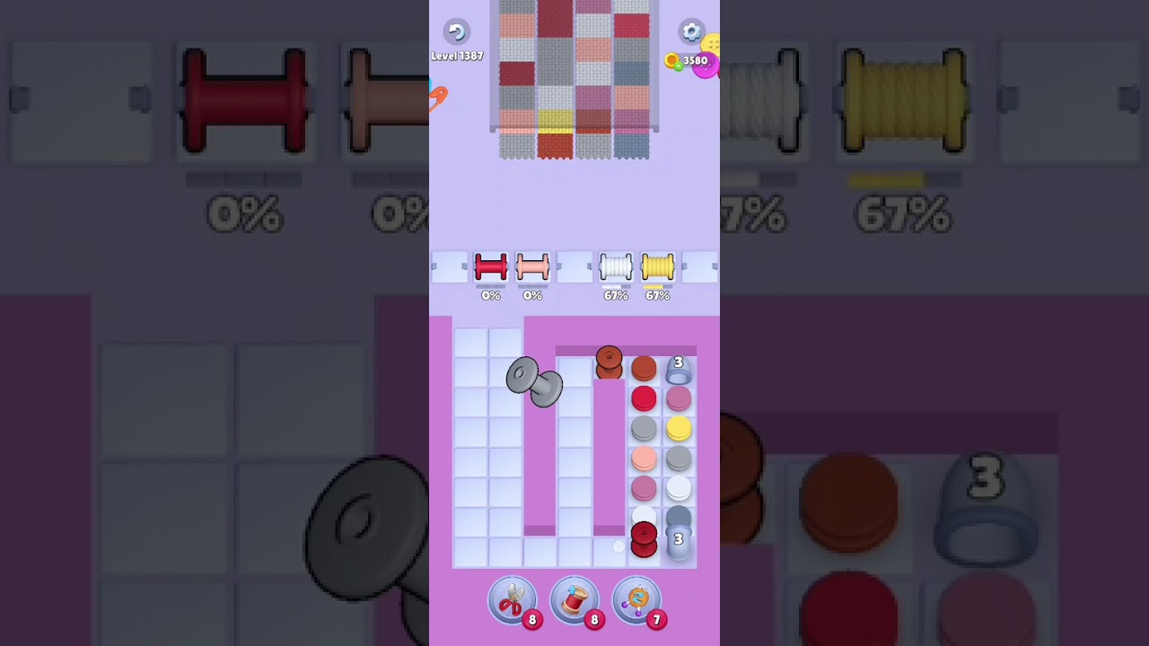 Knit Out Level 1387: Knit out game level 1387