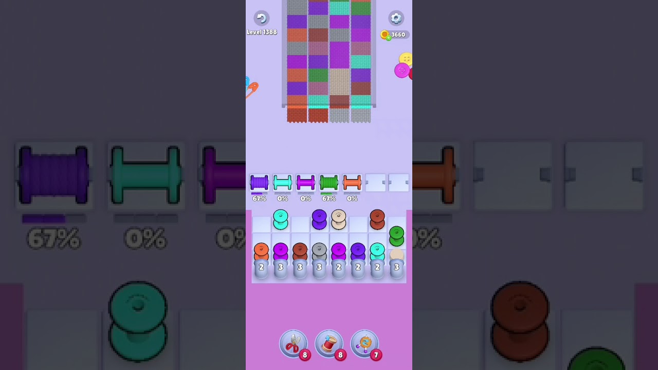 Knit Out Level 1388: Knit out game level 1388