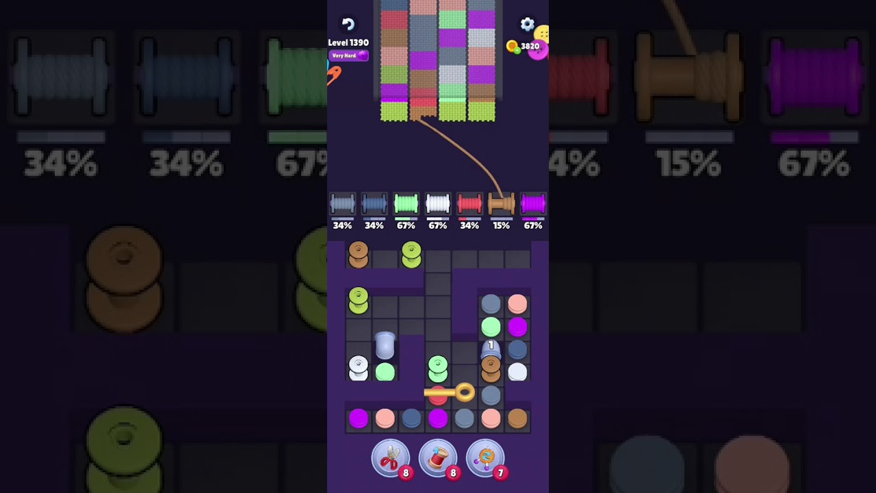 Knit Out Level 1390: Knit out game level 1390