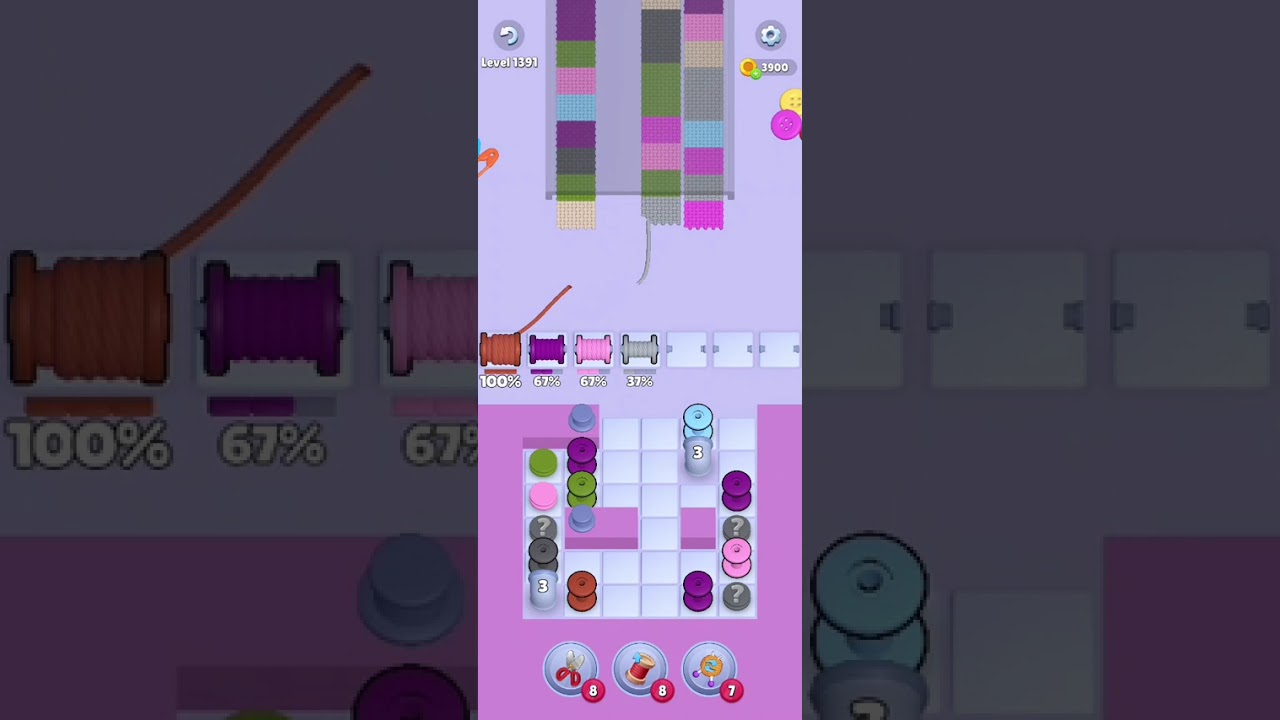 Knit Out Level 1391: Knit out game level 1391