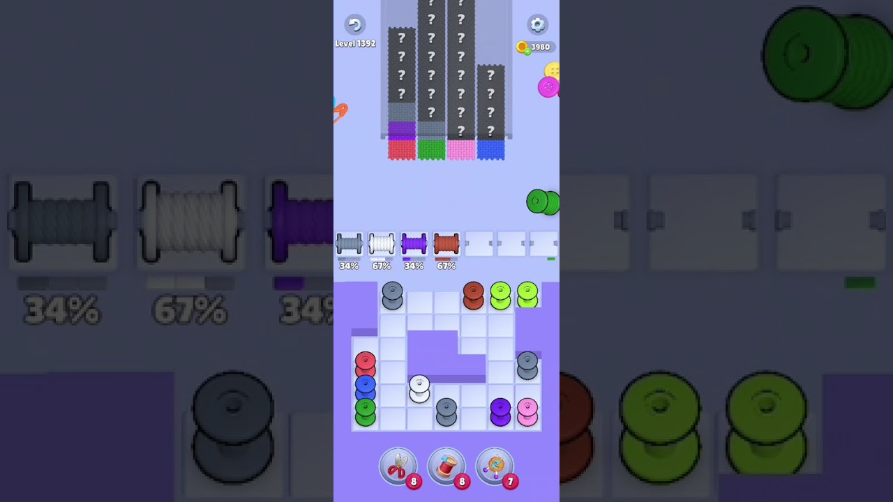 Knit Out Level 1392: Knit out game level 1392