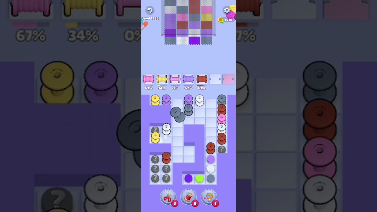 Knit Out Level 1393: Knit out game level 1393
